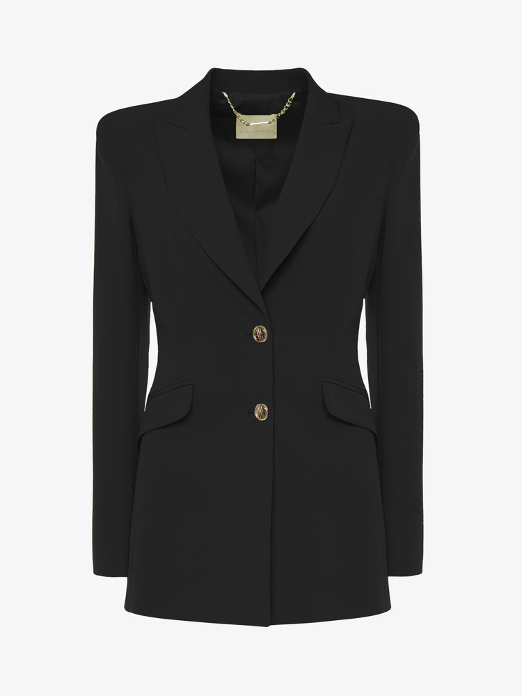 Giacca monopetto in tessuto tecnico con bottoni metallici