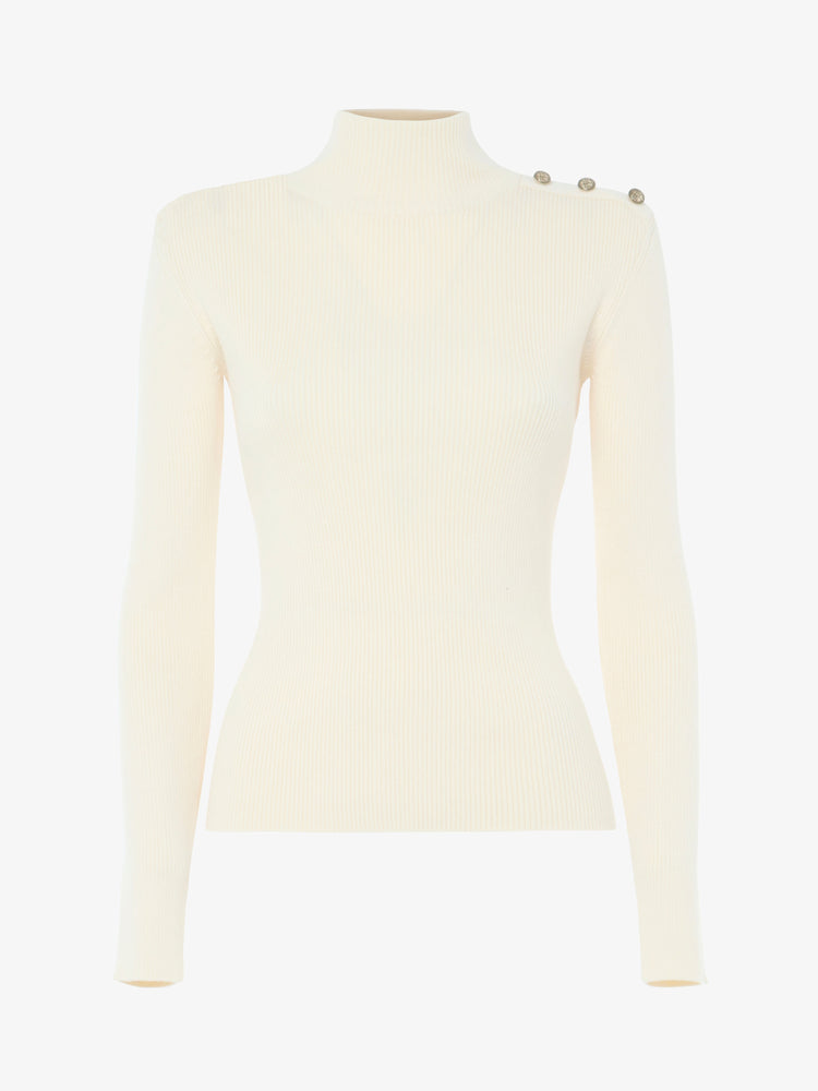 Maglia a collo alto con bottoni metallici