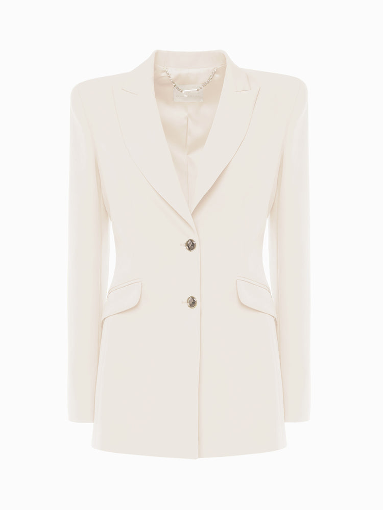 Giacca monopetto in tessuto tecnico con bottoni metallici