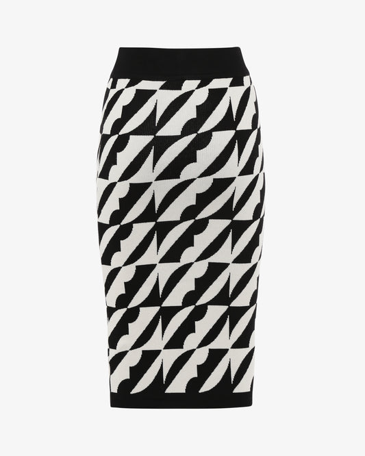 Gonna midi in maglia jacquard fantasia