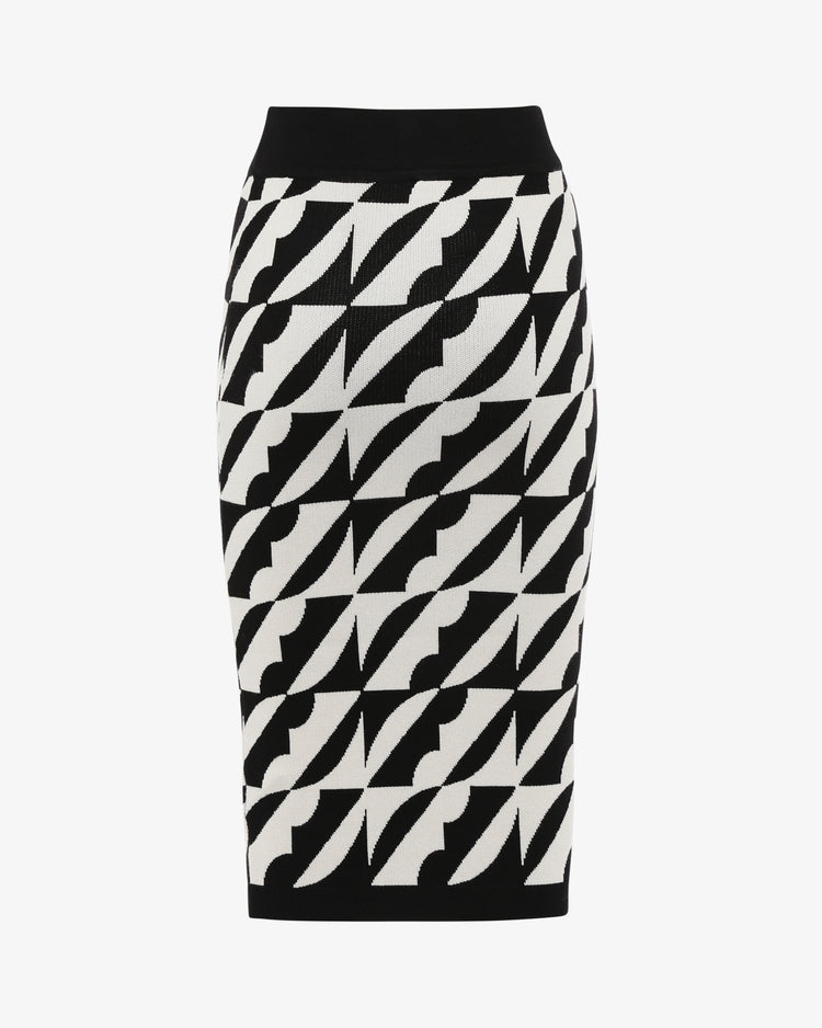 Gonna midi in maglia jacquard fantasia