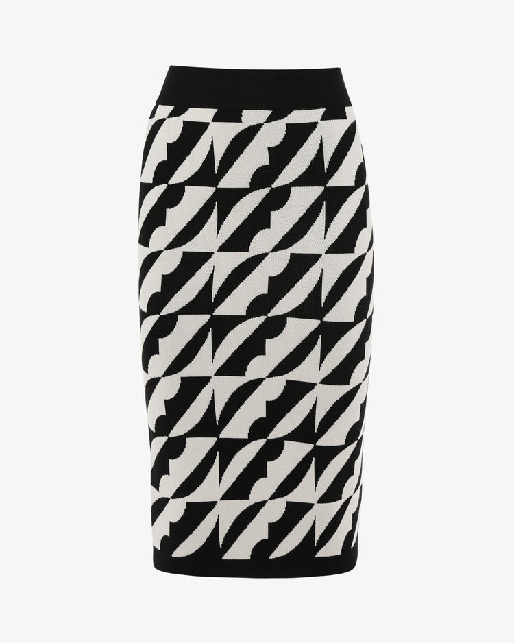 Gonna midi in maglia jacquard fantasia