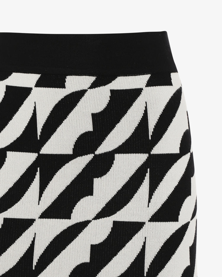 Gonna midi in maglia jacquard fantasia