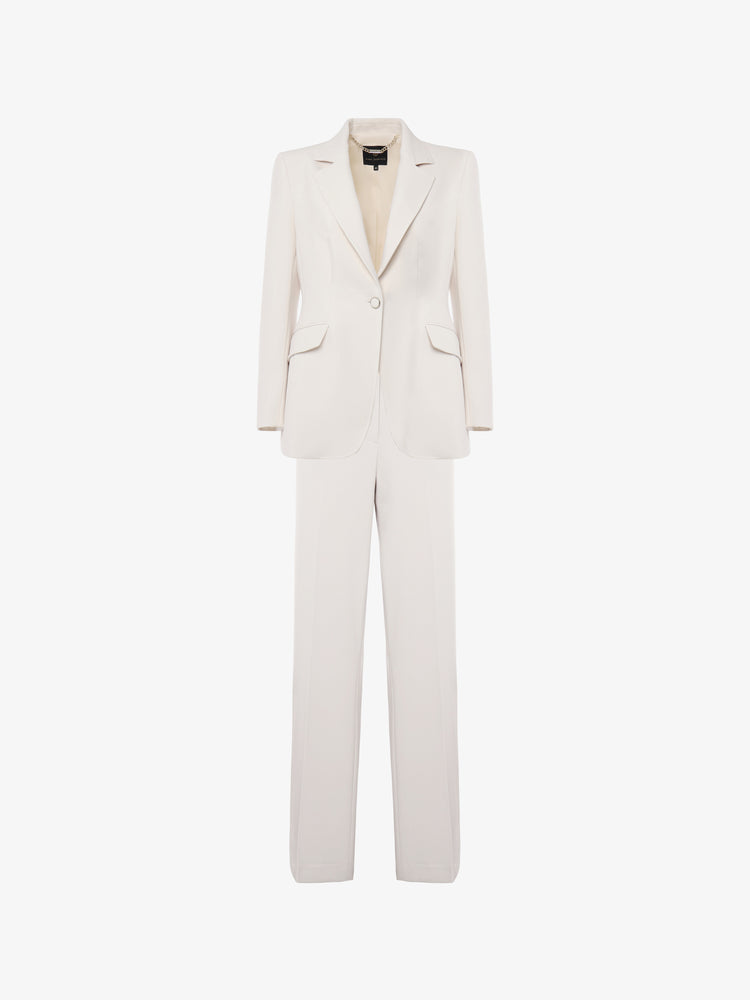 Tailleur monopetto pantalone gamba dritta in tessuto strutturato