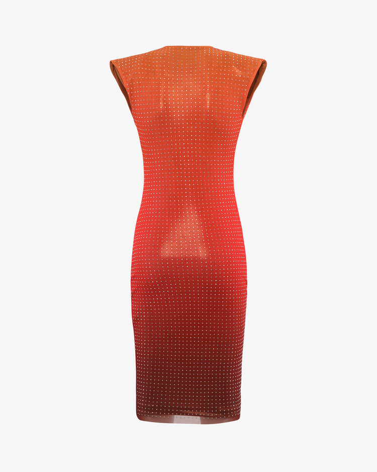 Abito mini in mesh sfumato con applicazioni