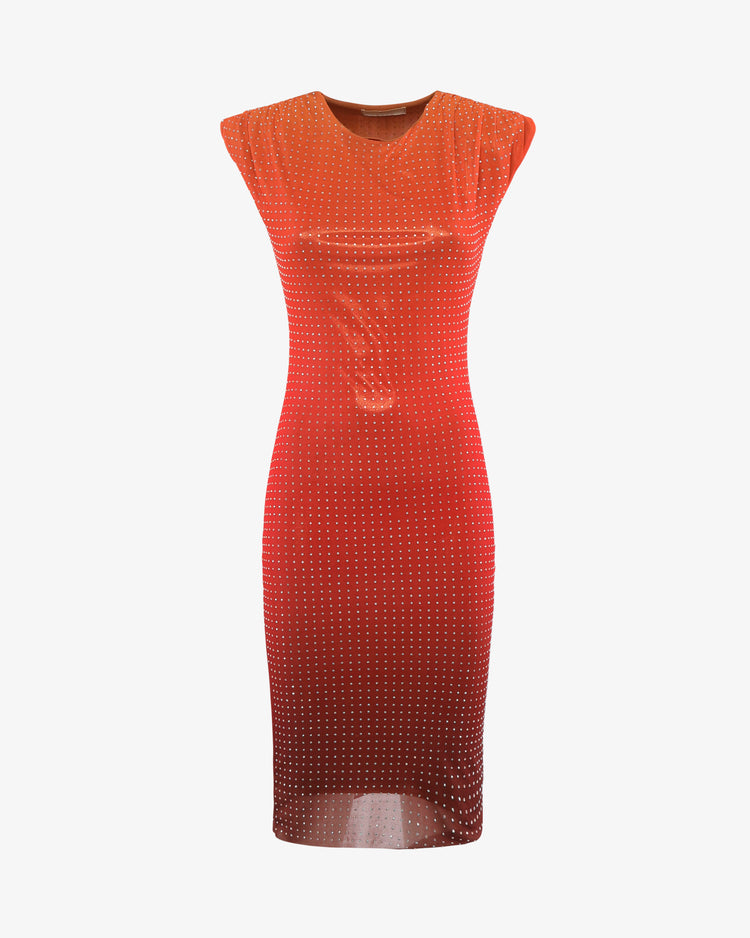 Abito mini in mesh sfumato con applicazioni