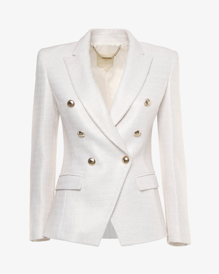 Giacca doppiopetto in tweed metallizzato