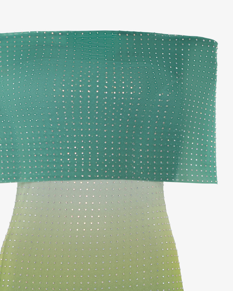 Abito lungo in mesh sfumato con applicazioni