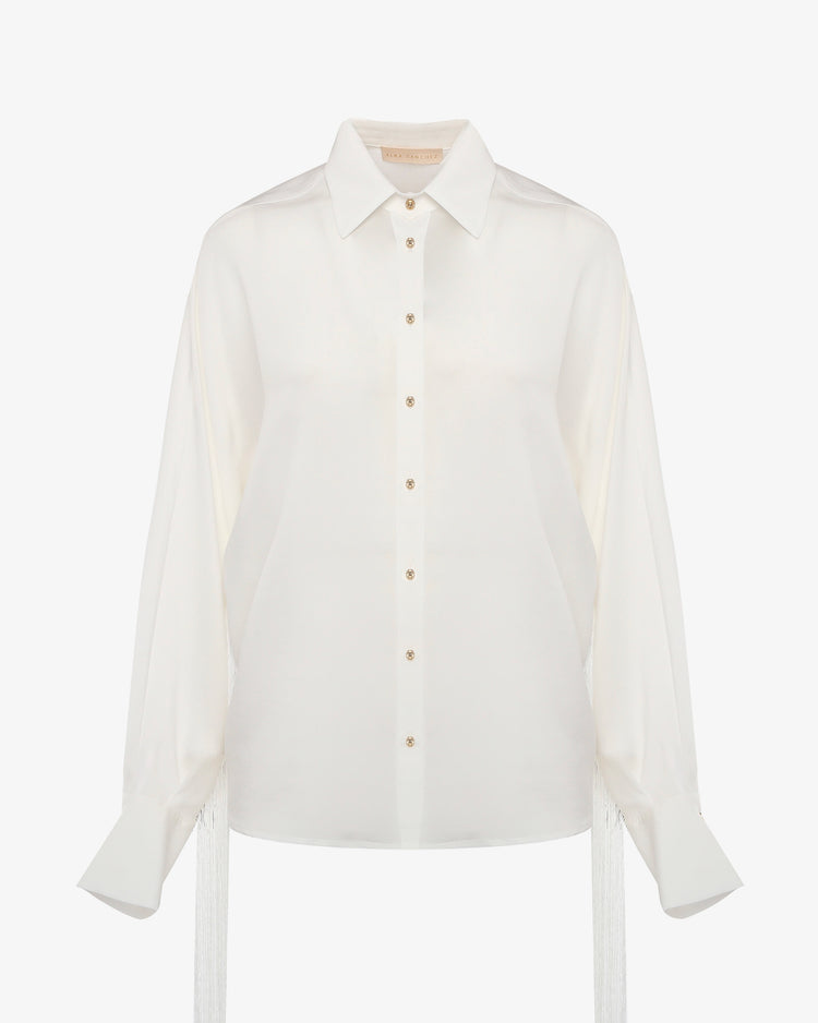 Camicia in lyocell con frange