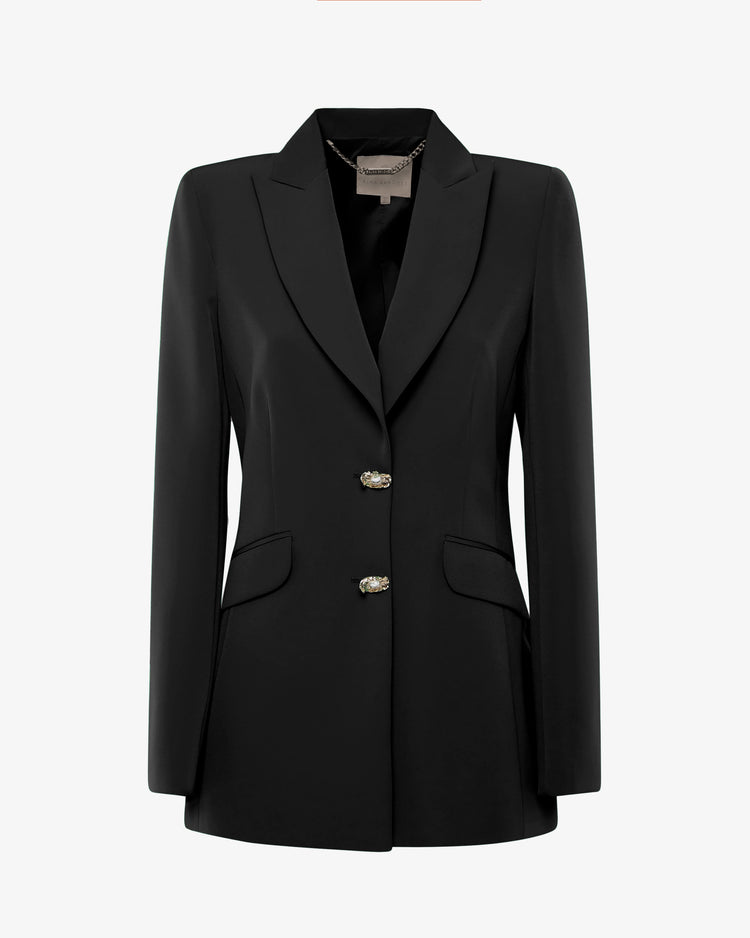 Giacca monopetto in tessuto tecnico con bottoni gioiello