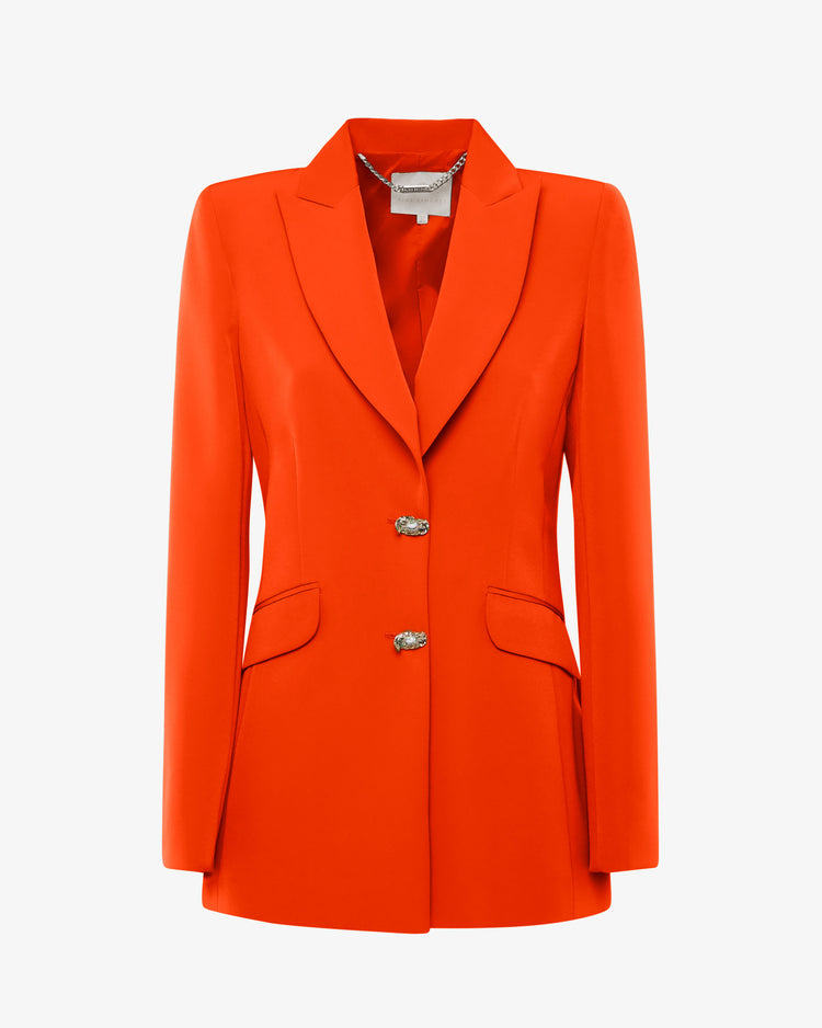 Giacca monopetto in tessuto tecnico con bottoni gioiello