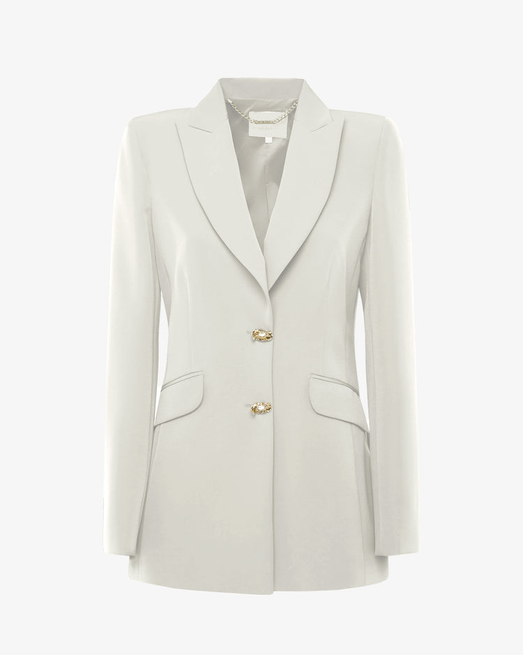 Giacca monopetto in tessuto tecnico con bottoni gioiello