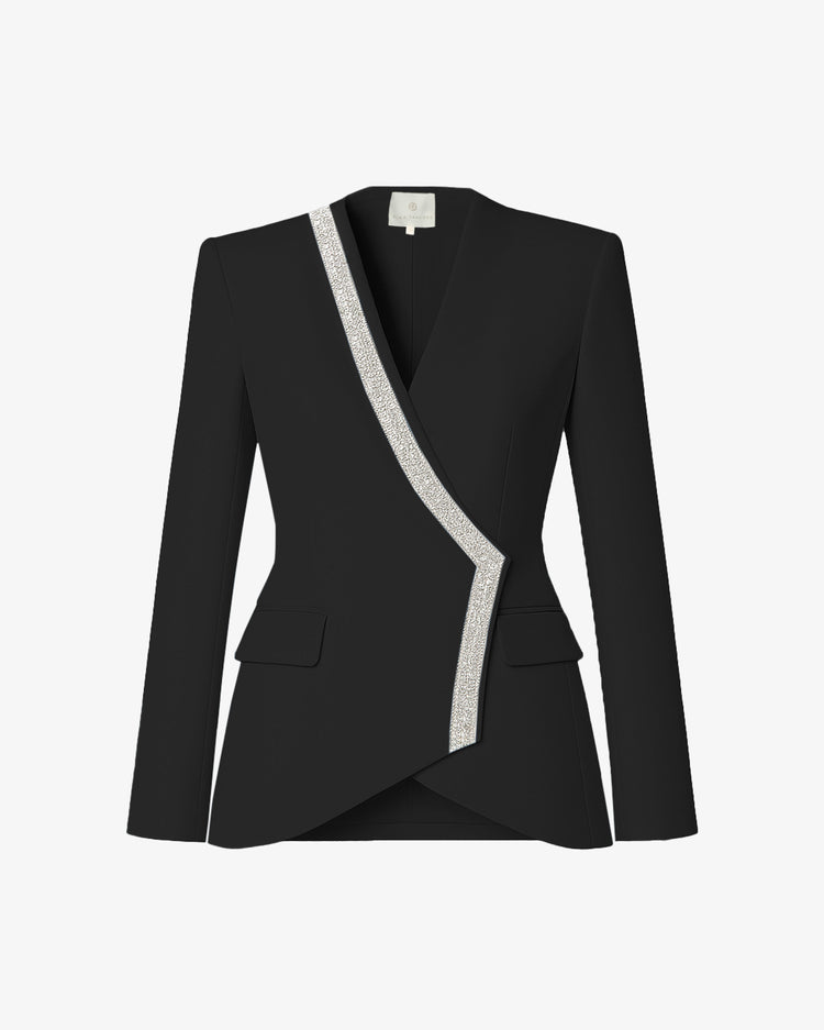 Giacca doppiopetto in crêpe con scollo gioiello