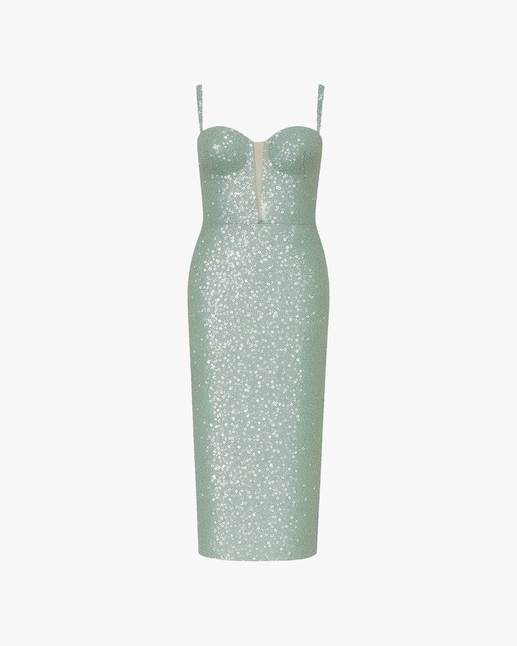 Abito corset midi in tessuto paillettes