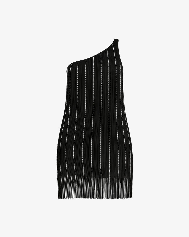 Abiti mini monospalla in jersey con frange gioiello