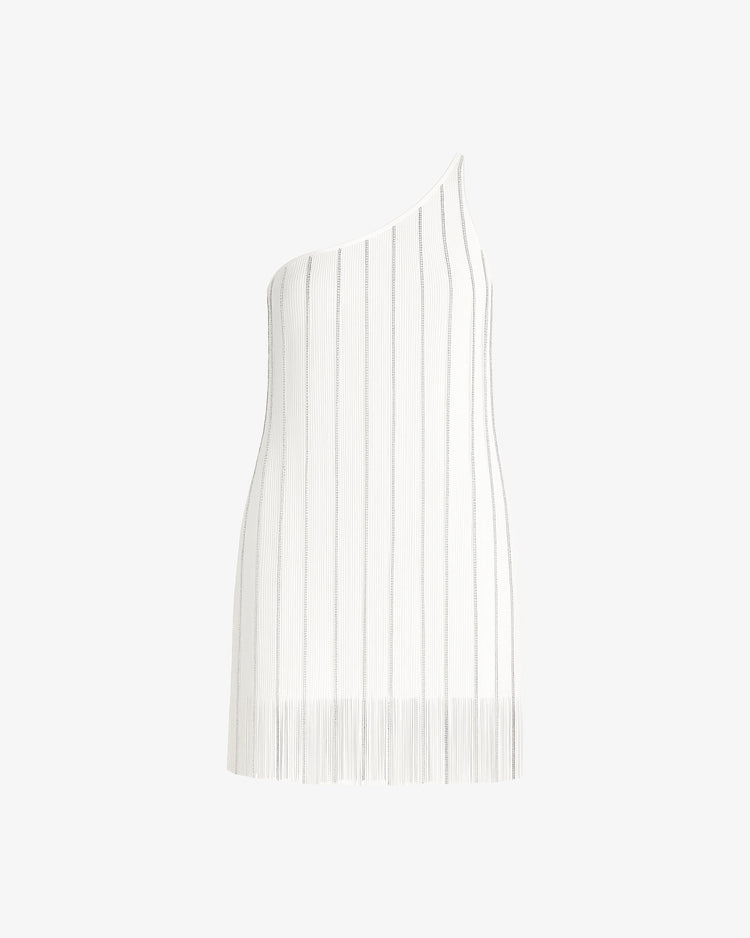 Abiti mini monospalla in jersey con frange gioiello