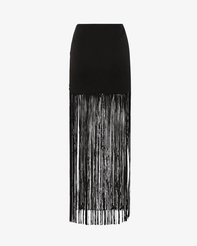 Gonna mini in jersey con frange