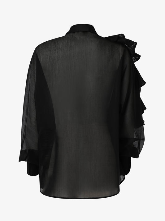 Camicia in georgette leggera con rouches