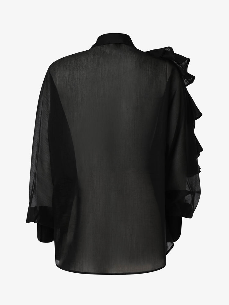 Camicia in georgette leggera con rouches