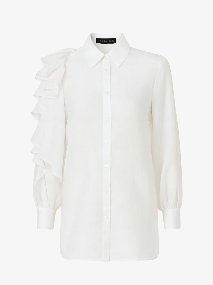 Camicia in georgette leggera con rouches