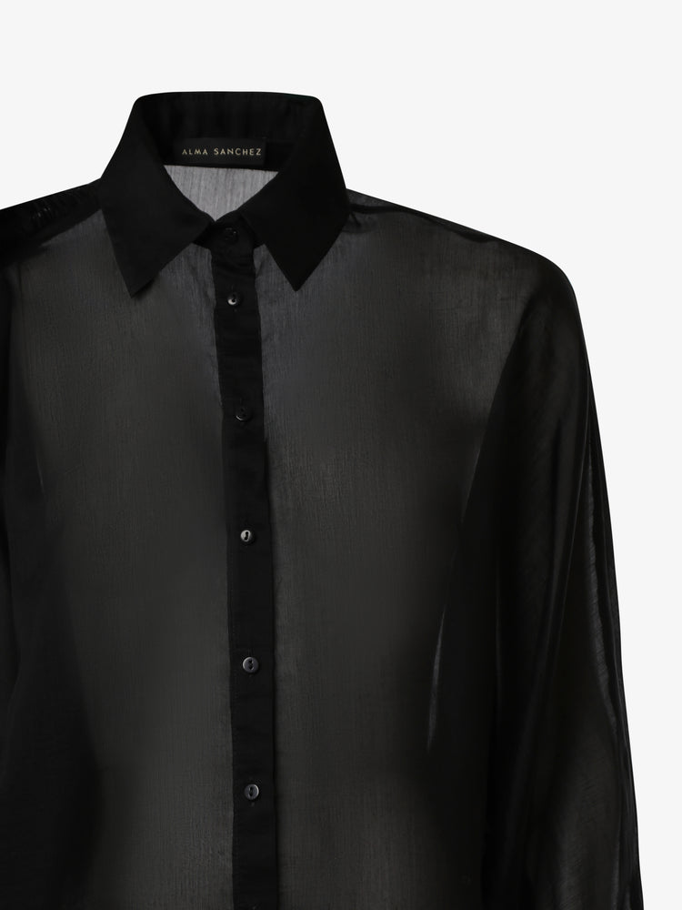 Camicia in georgette leggera con rouches