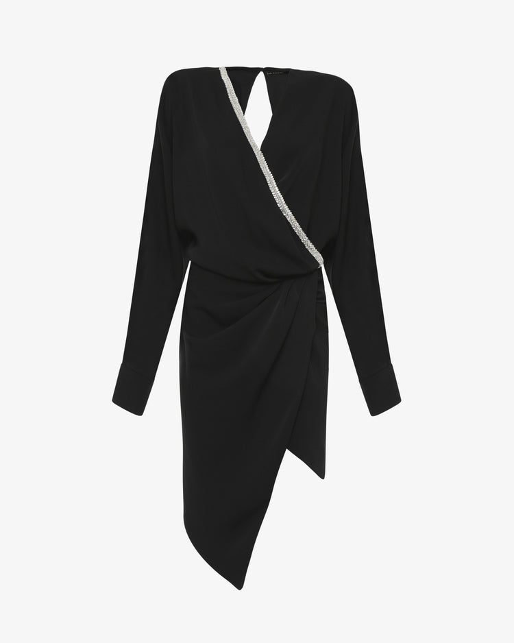 Abito midi asimmetrico con scollo gioiello