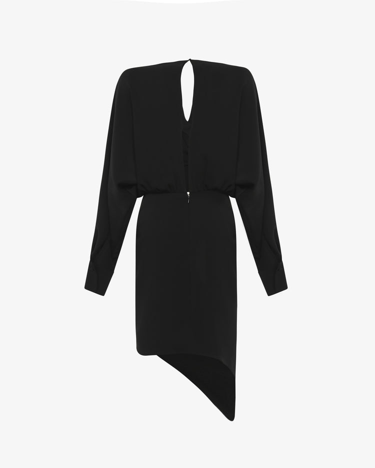 Abito midi asimmetrico con scollo gioiello