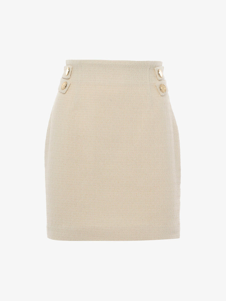 Twill mini skirt with metal buttons