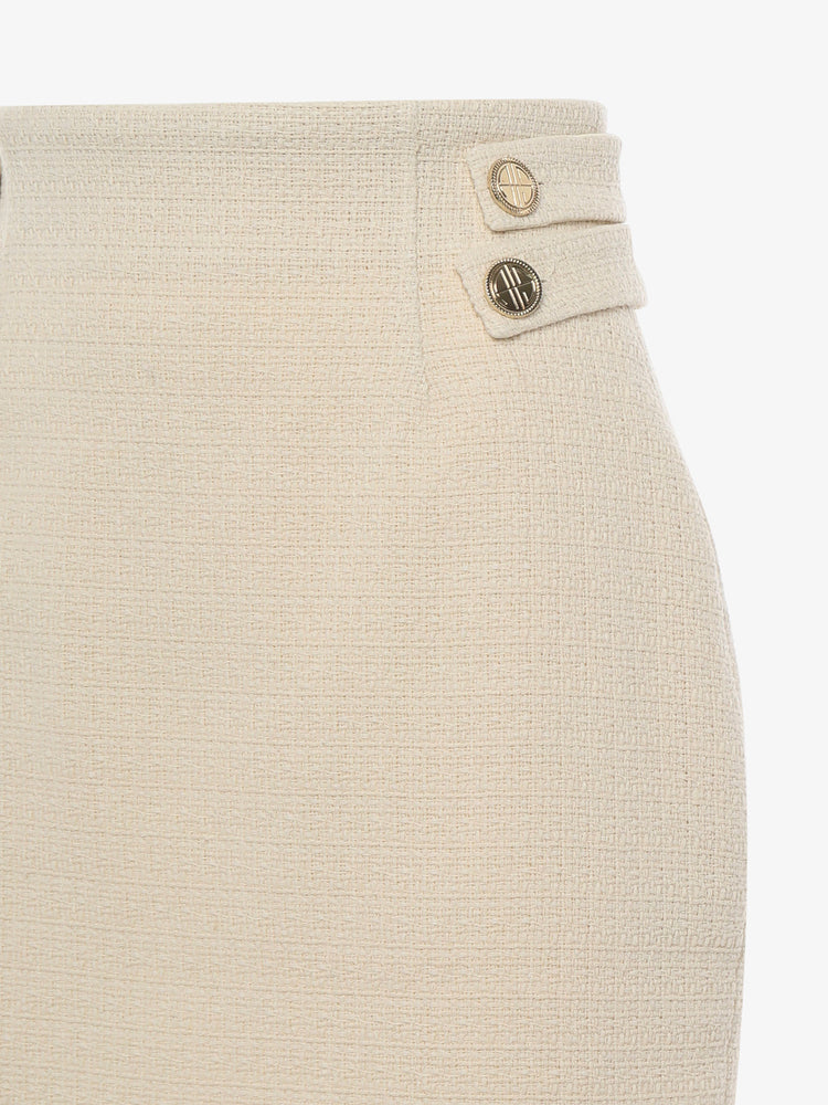 Twill mini skirt with metal buttons