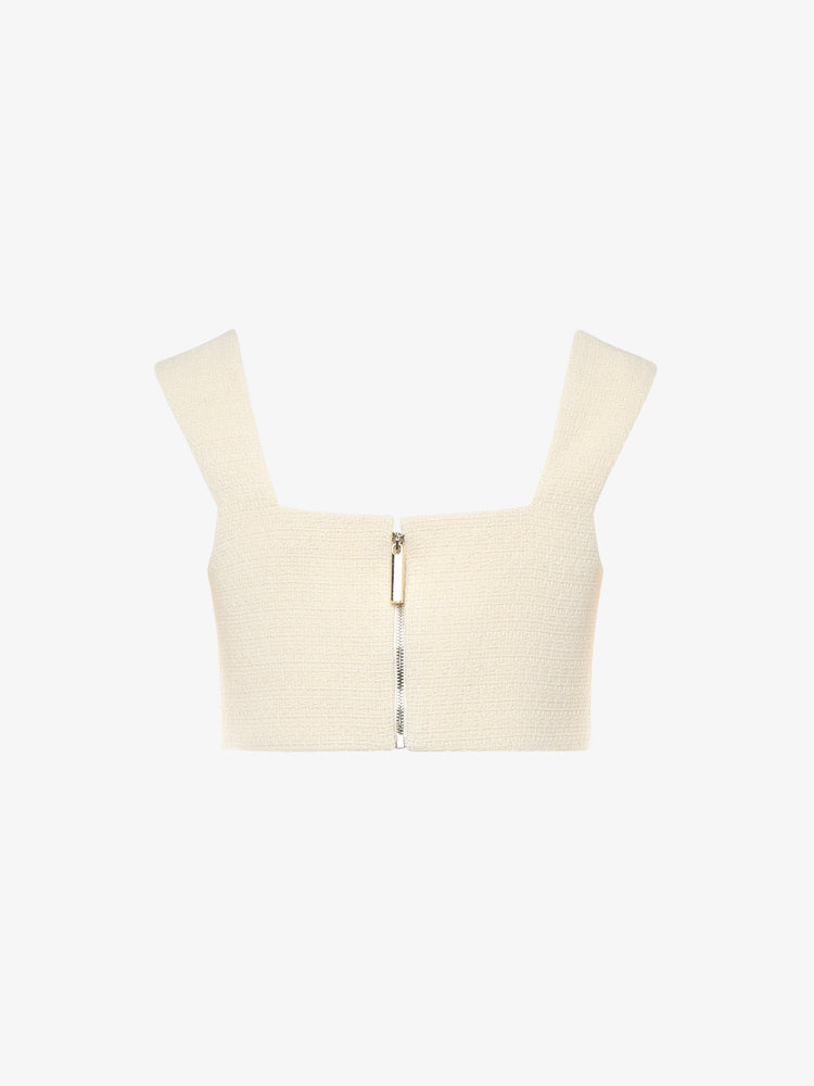 Short twill shoulder top