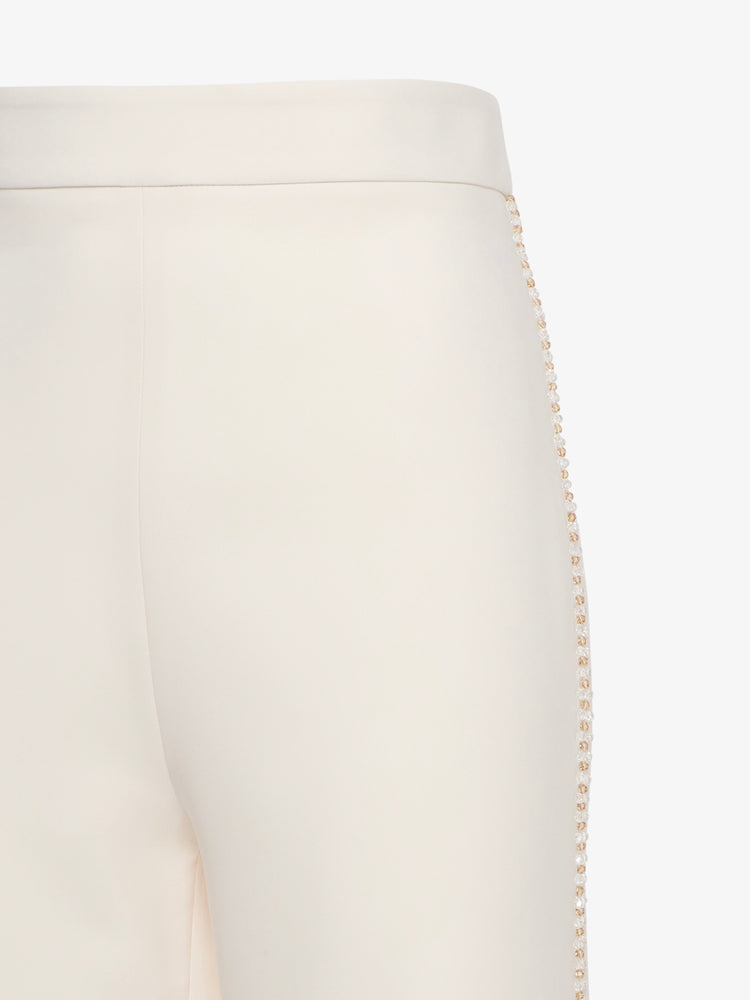 Pantaloni gamba dritta banda laterale con applicazione gioiello