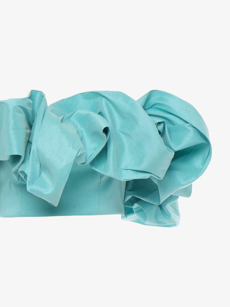 Strapless top with removable neckline in taffeta