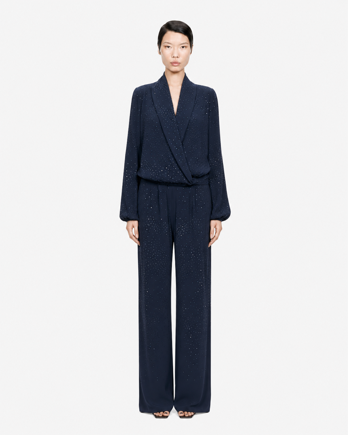 Co-ord sets con blusa e pantalone palazzo con strass