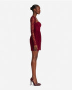 Abito mini in pizzo con scollo a cuore