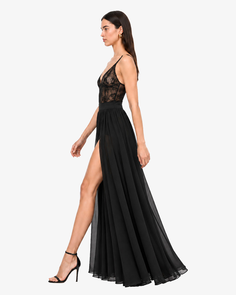Gonna ampia lunga in georgette