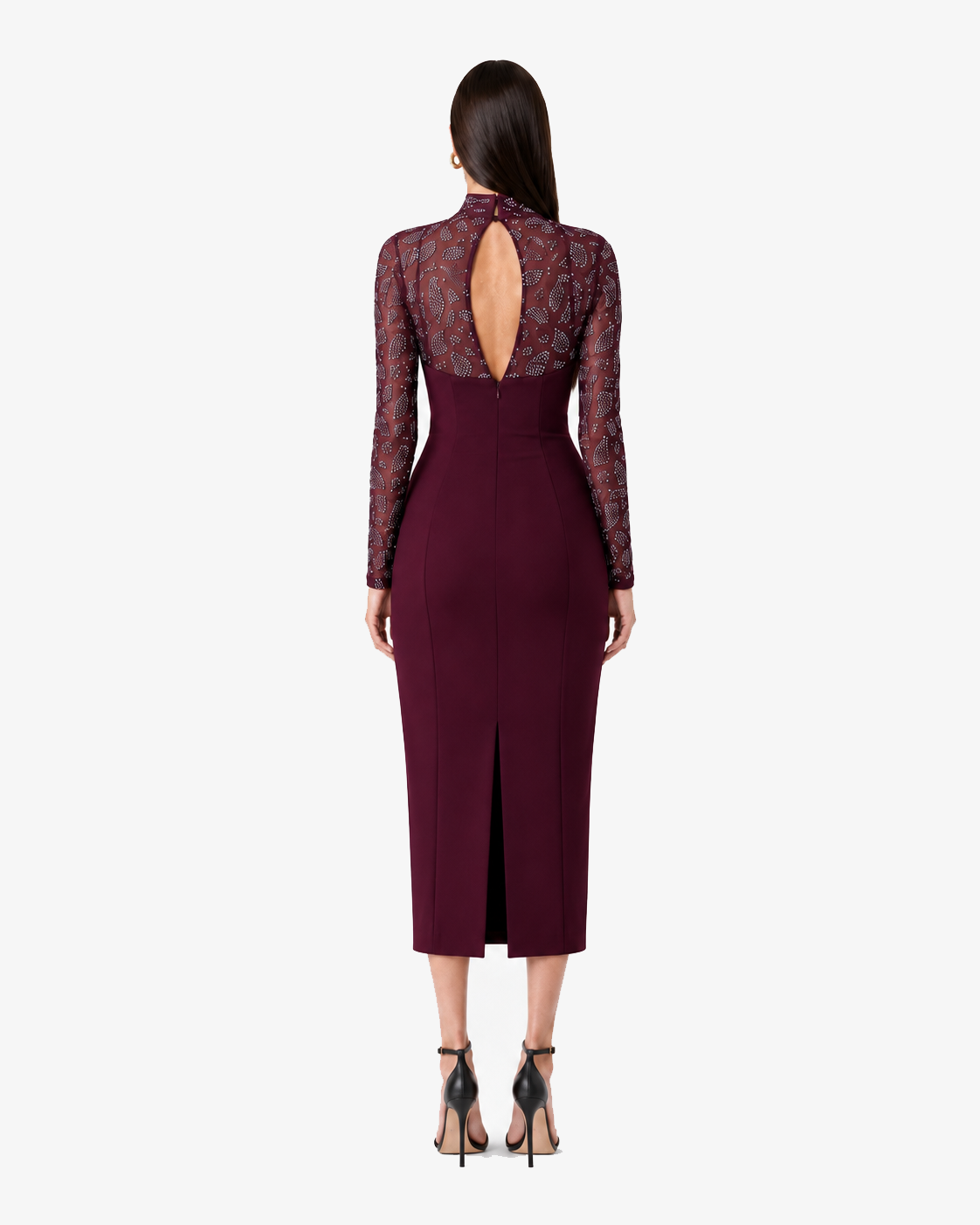 Abito midi in tessuto tecnico e strass
