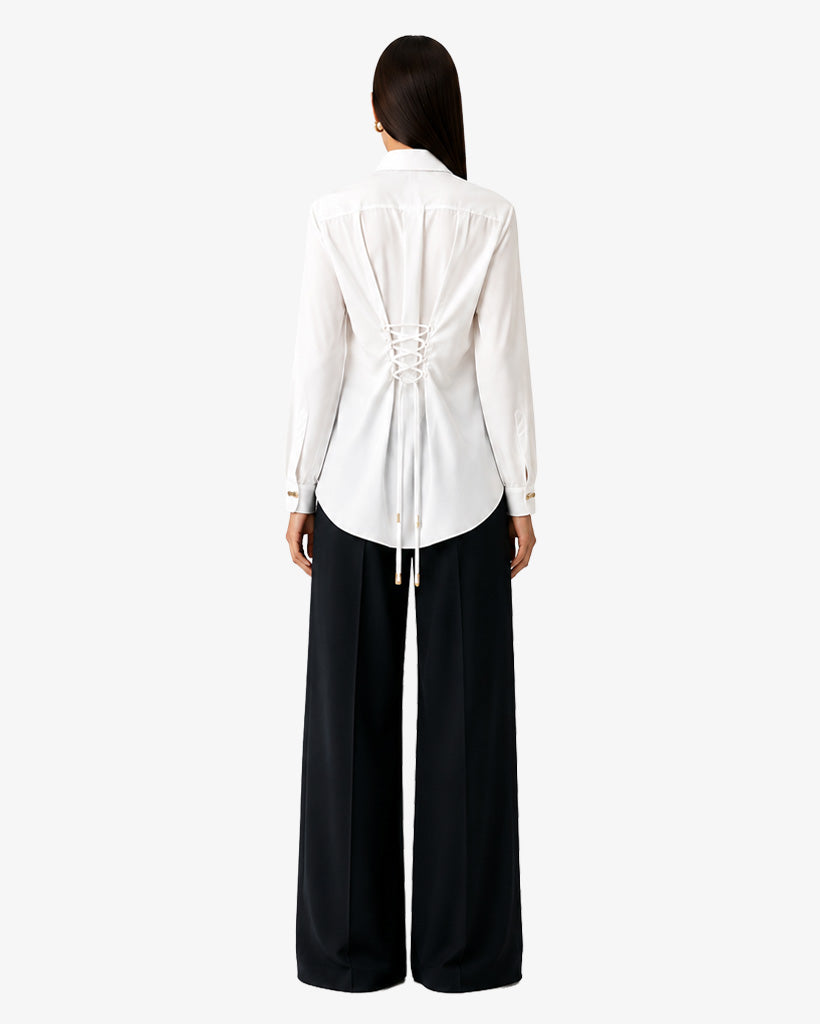 Camicia in popeline con dettagli gioiello