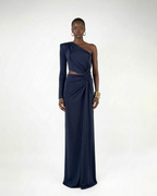 Abito monospalla in jersey e cut out