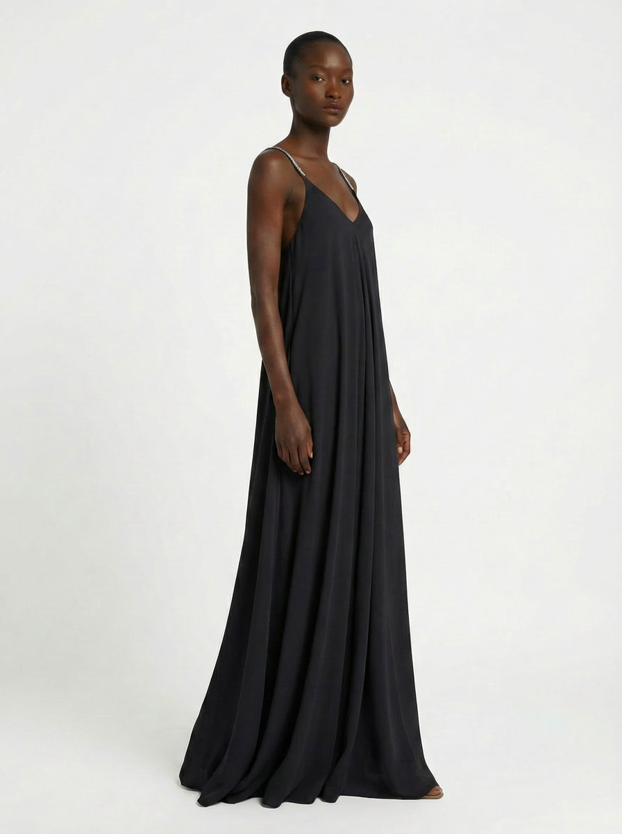 Abito lungo con spalline incrociate sul retro