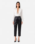 Pantalone con pinces in satin