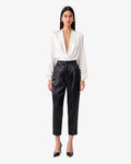 Pantalone con pinces in satin