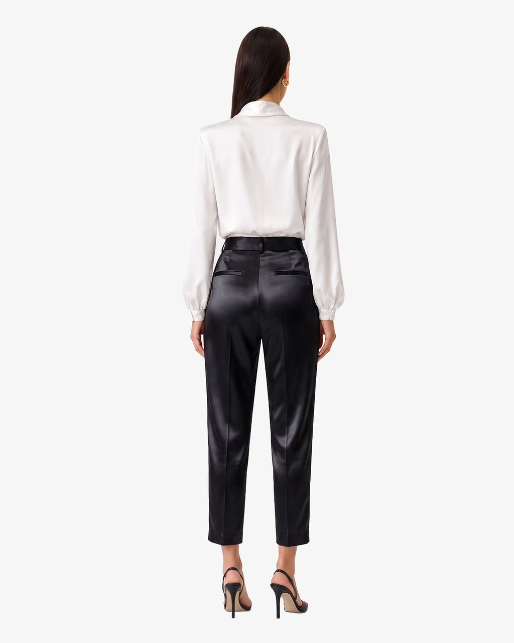 Pantalone con pinces in satin