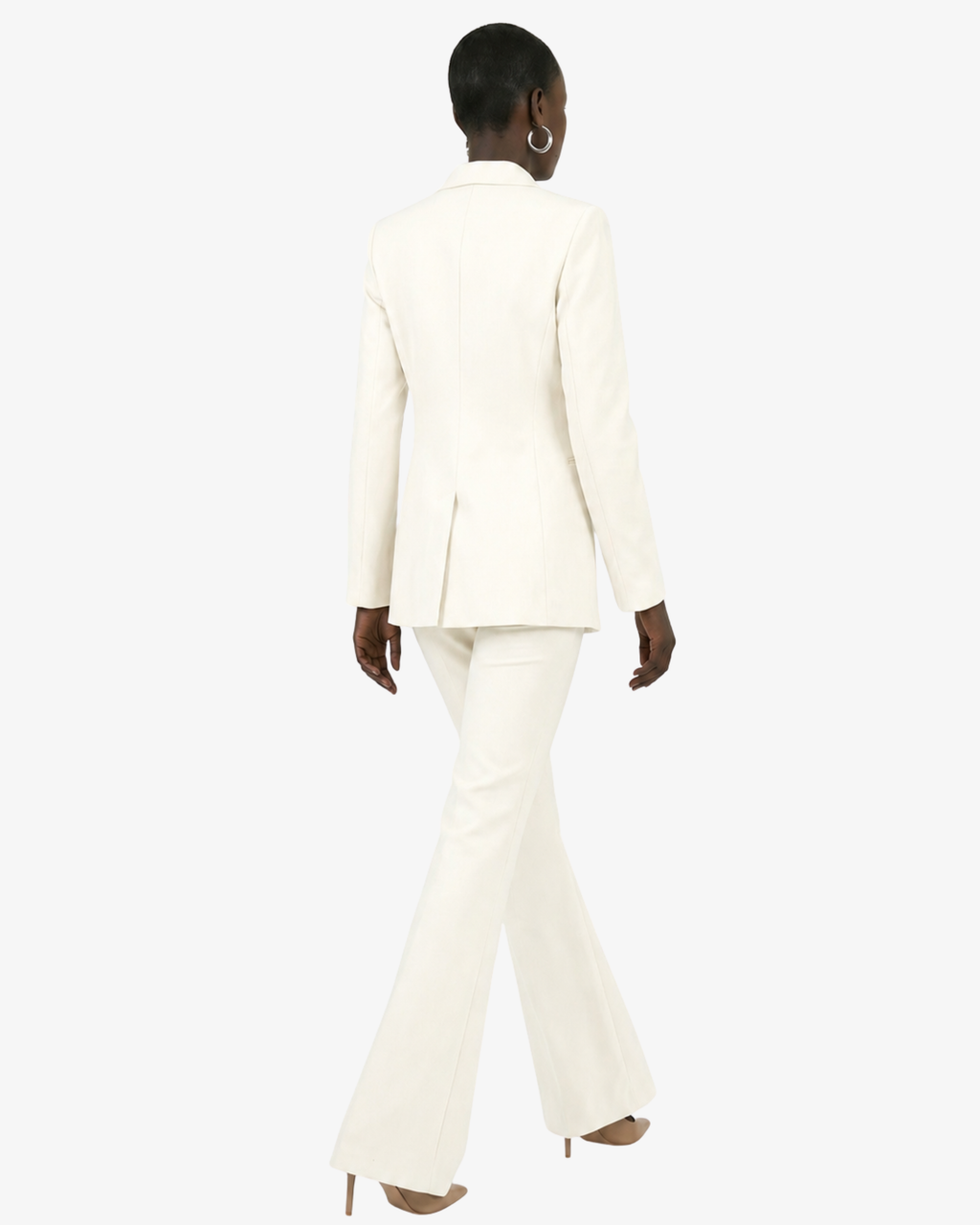 Tailleur in crêpe giacca monopetto e pantaloni flare