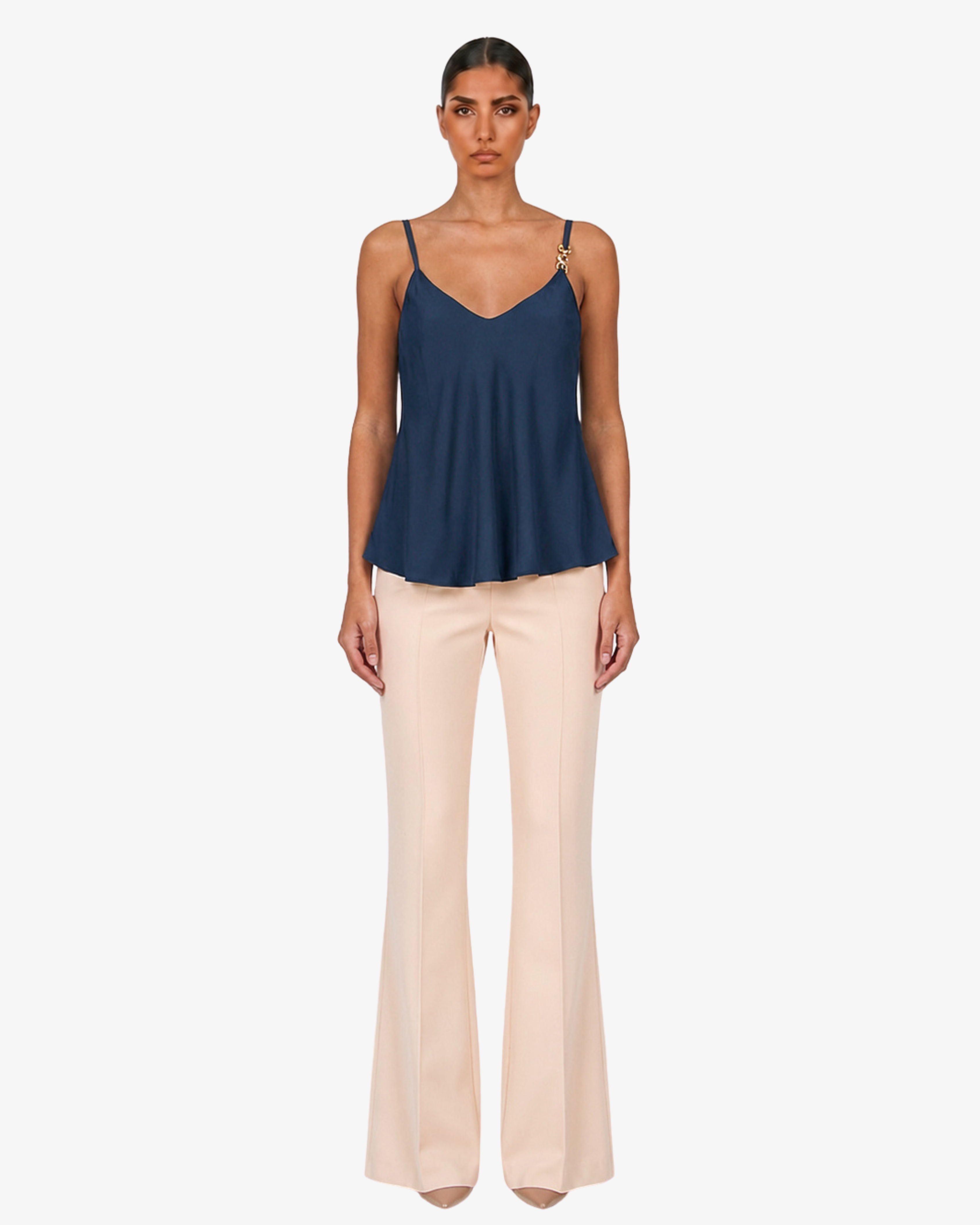 Top in georgette con spalline sottili
