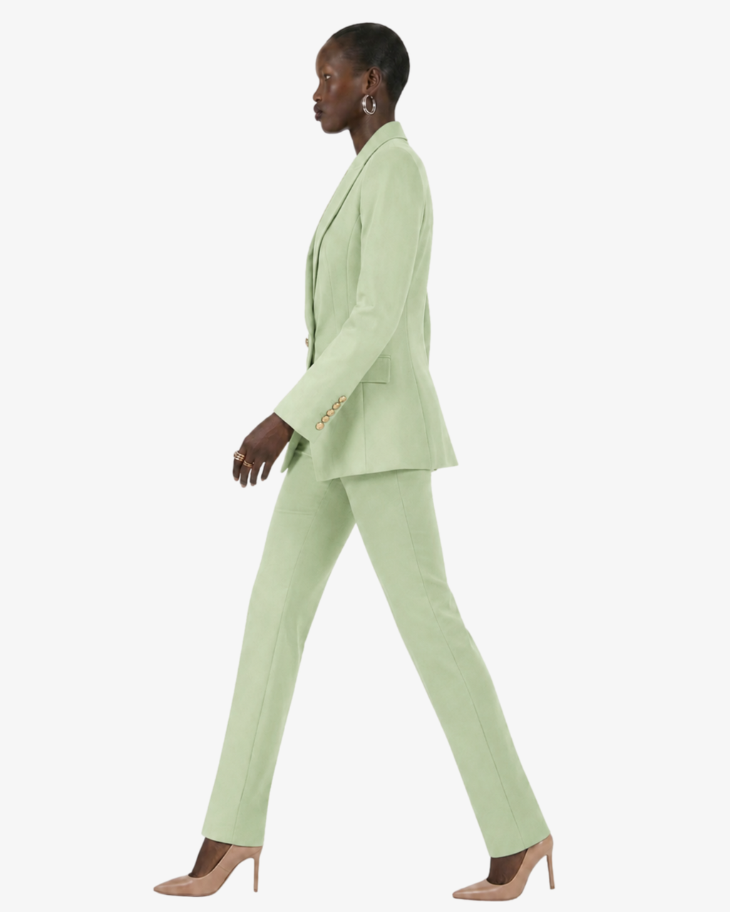 Tailleur in crêpe con giacca doppiopetto e pantalone dritto