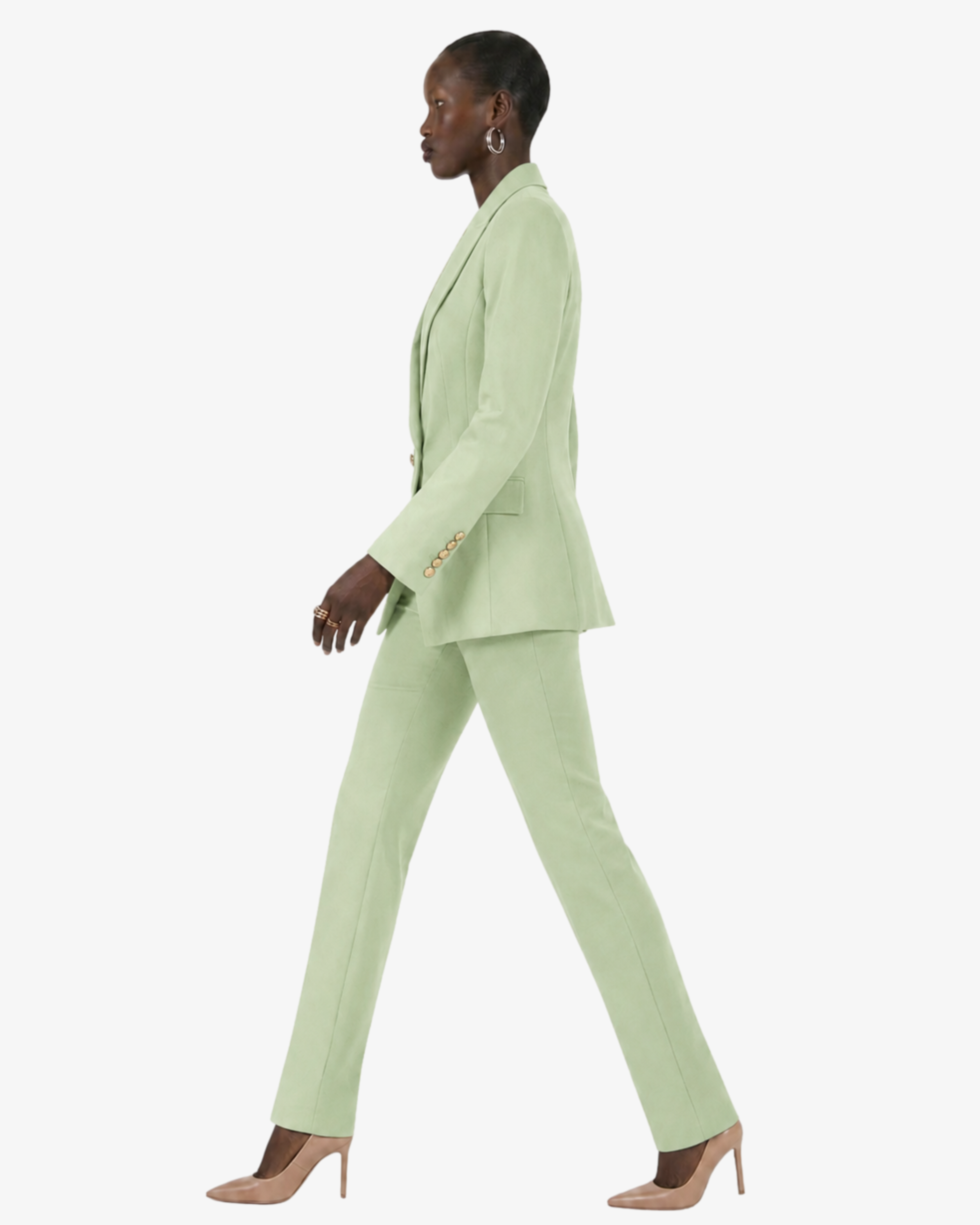 Tailleur in crêpe con giacca doppiopetto e pantalone dritto
