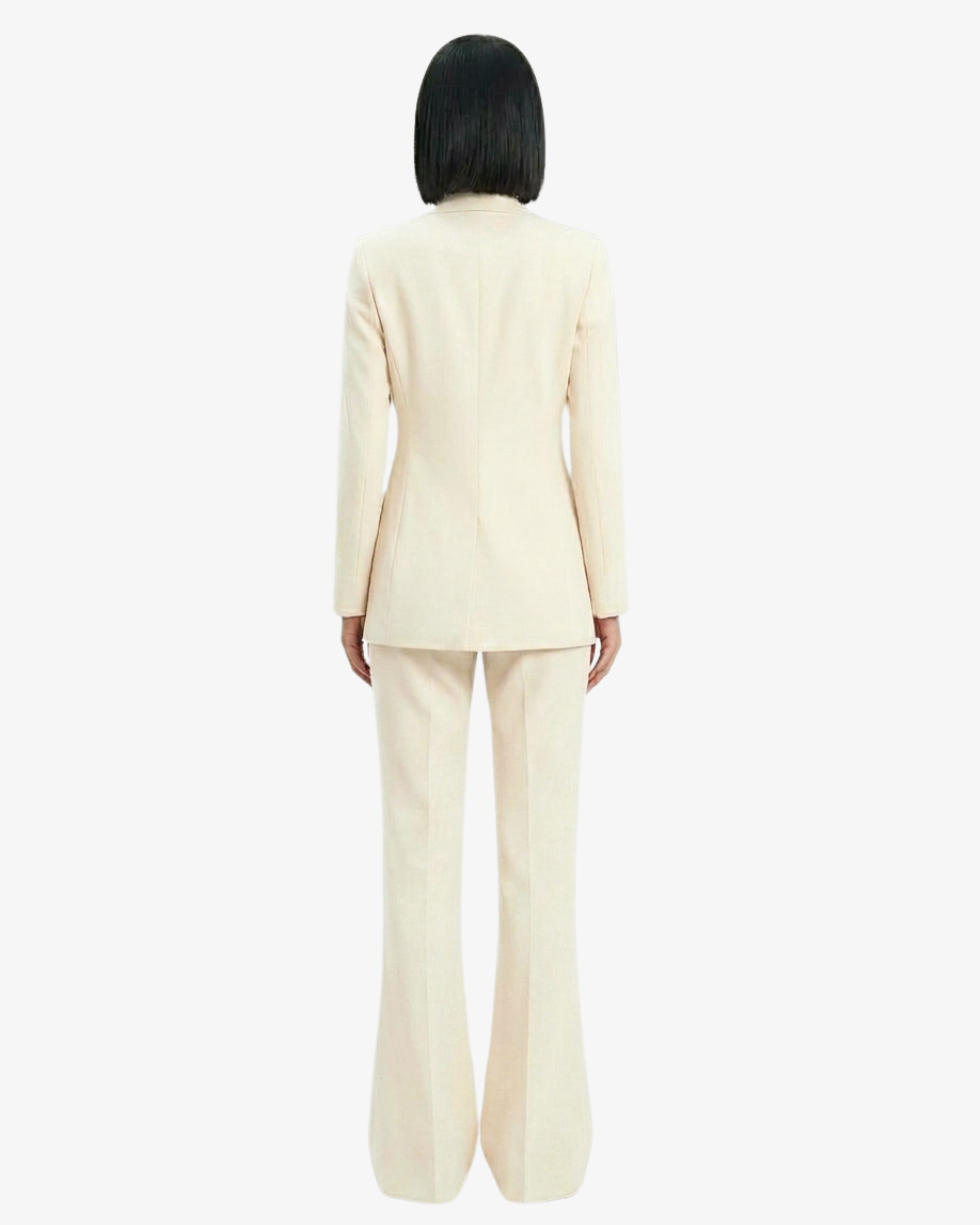 Tailleur in crêpe giacca monopetto e pantaloni flare