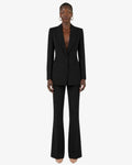 Tailleur in crêpe giacca monopetto e pantaloni flare