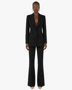 Tailleur in crêpe giacca monopetto e pantaloni flare