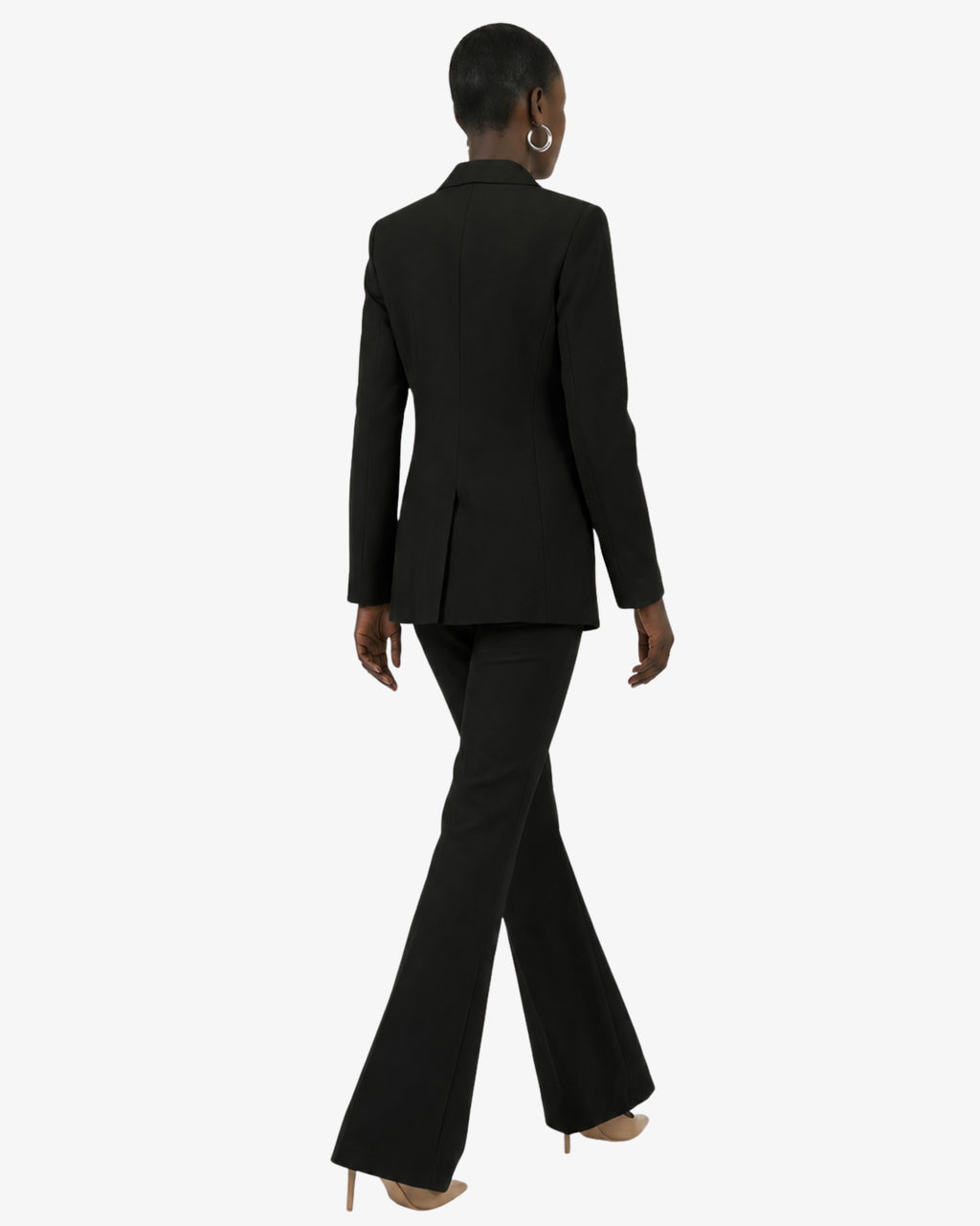 Tailleur in crêpe giacca monopetto e pantaloni flare